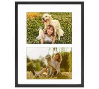 Golden State Art, 8X10 Black Aluminum Metal Frame - Ivory Mat Included - Fits Two 4X6 Photos/Pictures - Easel Stand - Swivel Tabs - Table Top/Wall Display - Landscape/Portrait - Real Glass