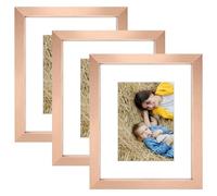 Golden State Art, 8x10 Picture Frame Set of 3 - Matted to 5x7 Photo - Engineered Wood Gallery Frame Set - Wall Mounting or Tabletop Display (Rose Gold,3 Pack)