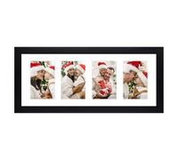 Golden State Art, 8x20 Matted Black Wood 4-Opening for 4 x 6 Collage Picture Frame by Golden State Art