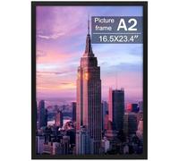 Golden State Art, A2 Black Photo Frame - Solid Wood And Display 16.5X23.4 Picture Without Mat -Acrylic Glass (Wall Display)