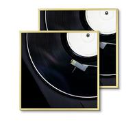 Golden State Art, Aluminum Album Frames Display 12.5x12.5 Vinyl Record, Brushed Metal Finish Records Frame, Acrylic Glass Front, for 12'' Album cover (2 Pack Gold)