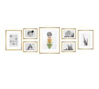Golden State Art, Aluminum Gallery Wall Frame Set of 7 - Includes One 11x14, Two 8x10, and Four 5x7 - Metal Frames with Mat & Real Glass Cover for Elegant Home or Office Decor (Style 2, Bronze)