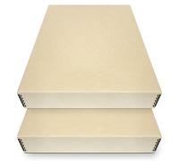 Golden State Art, Archival Storage Box, Acid-Free Drop Front Museum Box with Metal Edge for Storing Artwork Photos Documents Prints Arts and Crafts (Tan-17.75x22.75x3 Inches) Pack of 2