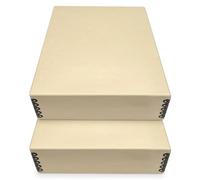 Golden State Art, Archival Storage Box, Acid-Free Drop Front Museum Box with Metal Edge for Storing Artwork Photos Documents Prints Arts and Crafts (Tan-9x12x3 Inches) Pack of 2