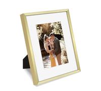 Golden State Art, Gold 8x10 Picture Frame - Displays Photos 5x7 with Mat or 8x10 inch Without Mat - Shatter-Resistant Glass Aluminum Photo Frame for Wall or Tabletop Display