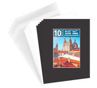 Golden State Art, Pack of 10 Black Pre-Cut 8x10 Picture Mat for 5x7 Photo with White Core Bevel Cut Mattes Sets. Includes 10 High Premier Acid Free Mats & 10 Backing Board & 10 Clear Bags