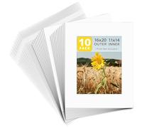 Golden State Art, Pack of 10 White Pre-Cut 16x20 Picture Mat for 11x14 Photo with White Core Bevel Cut Mattes Sets. Includes 10 High Premier Acid Free Mats & 10 Backing Board & 10 Clear Bags