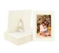 Golden State Art, Pack Of 25, 4X6 Paper Picture Frames With Easel, Photo Frame Cards, Diy Cardboard (Color Ivory Gold Lining)
