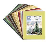 Golden State Art, Pack of 25, Acid-Free Mixed Colors Pre-Cut 11x14 Picture Mat for 8x10 Photo with White Core Bevel Cut Frame Mattes