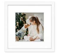 Golden State Art, Phone Instagram Frame Collection, 12x12" inch Bevel Cut Mat Square Photo Wood Frames with Photo Mat & Real HD Glass for 8x8-inch Photos, Classic White