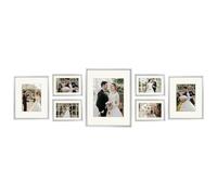 Golden State Art, Picture Frame Set 7 Pack, Gallery Wall Frame with One 11x14, Two 8x10, and Four 5x7. Aluminum Photos Frame for Wall or Tabletop Display (Style 1, Silver, 7 Pack)