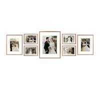 Golden State Art, Picture Frame Set 7 Pack, Gallery Wall Frame with One 11x14, Two 8x10, and Four 5x7. Aluminum Photos Frame for Wall or Tabletop Display (Style 1, Rose Gold, 7 Pack)