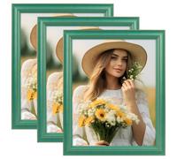 Golden State Art Set of 3-11x14 Vintage Green Frames, Ornate Gold Trim - Versatile for Wall Hanging Use, Perfect for Photos and Home Decoration