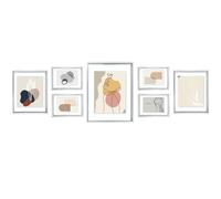 Golden State Art, Silver Floating Frames for One 11X14, Two 8X10, And Four 5X7 Pictures, Clear Glass Displays Any Size Photo Up To 11X14, 8X10, 5X7, for Wall Decoration (Floating Frame)