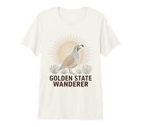 Golden State Wanderer Dot Art California Quail Sun Premium T-Shirt