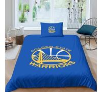 Golden State Warriors 3D Print Bedding Set Duvet Cover NBA Team LOGO Quilt Cover Set with Zipper Closure Bedding Set Soft Microfiber Comforter Cover with Pillowcases 2 Pieces Single（135x200cm）