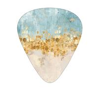 Golden Strokes Printed On A Beige Blue-Green Background Guitar Pick 12 Picks Fashion Personalized Bass Pick Durable Electric Guitar Plectrums Instrument Accessories