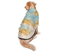 Golden Strokes Printed On A Beige Blue-Green Background Print Soft Dog Hoodie For Medium To Large Dogs, Warm And Breathable Winter Pet Sweatshirt, Easy To Wear Jumper For Cold Weather