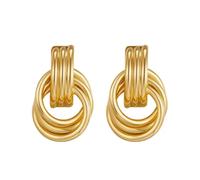 Golden Stud Earrings, Set of 2 Fashionable Chunky Drop Earrings, Eye-catching Statement Drop Earrings for Prom, Birthday, Wedding, Holiday, Party, Statement, Holiday, Festival