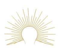 Golden Sunburst Spike Headband Halloween Goddess Headpiece for Cosplay | Plastic, Snug Fit, Comfortable Wear, Themed Events, Photo Props, Stylish Queen Accessory