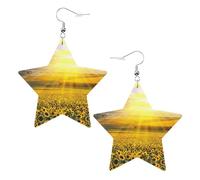 Golden Sunflower Women's Fashion Earrings, Celestial Dangle Earrings, Star Shape Jewelry for a Versatile