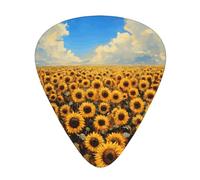 Golden SunflowerGuitar Picks, 12-Piece Pattern Set, Three Different Thicknesses for Acoustic Electric Guitar and Other Instruments