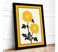 Golden Sunflowers Botanical Framed Wall Art Print A2 (59.4×42cm) Black, Wall Decor for Living Room, Bedroom, Office & Home, Ready to Hang, Art Gift