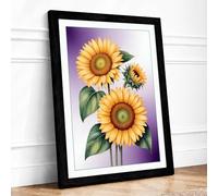 Golden Sunflowers Botanical Framed Wall Art Print A3 (42×29.7cm) Black, Wall Decor for Living Room, Bedroom, Office & Home, Ready to Hang, Art Gift
