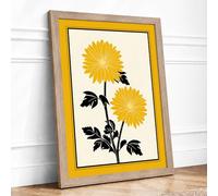 Golden Sunflowers Botanical Framed Wall Art Print A3 (42×29.7cm) Oak, Wall Decor for Living Room, Bedroom, Office & Home, Ready to Hang, Art Gift