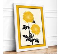 Golden Sunflowers Botanical Framed Wall Art Print A4 (29.7×21cm) White, Wall Decor for Living Room, Bedroom, Office & Home, Ready to Hang, Art Gift