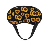 Golden Sunflowers Print Blackout Sleep Mask, with Adjustable Strap for Travel, Night Work, Nap, Office