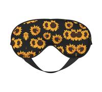 Golden Sunflowers Print Soft Eye Mask for Women Men Comfortable with Adjustable Strap for Travel Yoga Nap Shift Work