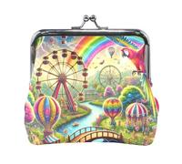 Golden Sunflowers Yellow Coin Purse Coin Holder Case Organizer Purse with Clasp, Change Purse for Coins, 4.5" X 4.1", Rainbow Festival Scene, One Size, Rainbow Festival Scene
