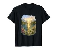 Golden Sunrise Mountain Lake Wildflower Nature Energy T-Shirt