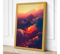 Golden Sunrise Through Clouds Canvas Wall Art Print 18x12 Inch (46 x 30 cm)