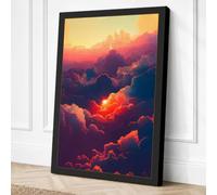 Golden Sunrise Through Clouds Canvas Wall Art Print 30x20 Inch (76 x 51 cm)