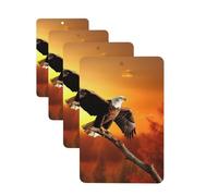 Golden Sunset Bald Eagle 4 Pcs Car Air Freshener Lavender Hanging Scented Cards Automotive Scented Hanging Sheets Rectangle For Car Home Office Closet Bathroom