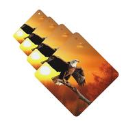 Golden Sunset Bald Eagle 4 Pcs Car Air Freshener Lavender Hanging Scented Cards Automotive Scented Hanging Sheets Square For Car Home Office Closet Bathroom
