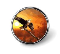 Golden Sunset Bald Eagle Brooch,Fashion Creative Funny Light Luxury Badge, High-end Chic Personalized Round Emblem for Clothing Suit Scarves & Gift