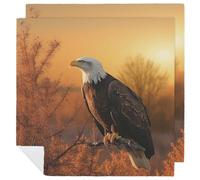 Golden Sunset Bald Eagle Cloth Napkins for Weddings, Reusable Dinner Napkins for Hotel, Washable Table Napkin for Restaurant, Soft Absorbent Napkin for Parties, Holiday 2 PCS
