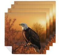 Golden Sunset Bald Eagle Cloth Napkins for Weddings, Reusable Dinner Napkins for Hotel, Washable Table Napkin for Restaurant, Soft Absorbent Napkin for Parties, Holiday 4 PCS