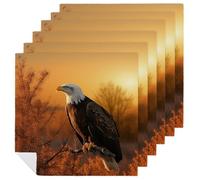 Golden Sunset Bald Eagle Cloth Napkins for Weddings, Reusable Dinner Napkins for Hotel, Washable Table Napkin for Restaurant, Soft Absorbent Napkin for Parties, Holiday 6 PCS