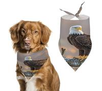 Golden Sunset Bald Eagle Dog Bandana Adjustable Pet Scarf Soft Washable Polyester Triangle Bib Lightweight Breathable Pet Bib for Dogs Cats Puppies Suitable for Holiday Birthday