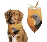 Golden Sunset Bald Eagle Dog Bandana Triangle Pet Bandanas Adjustable Pet Scarf Breathable Comfort Dog Scarf Cute Soft Puppy Scarfs Washable Daily Handkerchief Cats Scarves