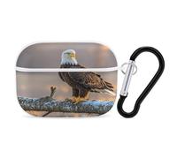 Golden Sunset Bald Eagle Earbuds Organizer Shockproof Protective Airpods Pro Cover with Carabiner Clip Anti Fall Carrying Earphone Case Cover for Airpods Pro 2nd Generation White