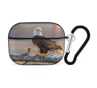 Golden Sunset Bald Eagle Earbuds Organizer Shockproof Protective Airpods Pro Cover with Carabiner Clip Anti Fall Carrying Earphone Case Cover for Airpods Pro 2nd Generation Black