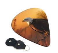 Golden Sunset Bald Eagle Guitar Picks 6-Pack - Pick Set (0.46mm / 0.71mm / 0.96mm) Suitable For Guitar And Ukulele Playing