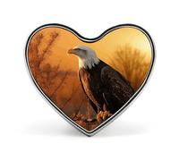 Golden Sunset Bald Eagle Heart Pin, 1 Inch Metal Love Lapel Pins - Lightweight, Smooth Edges, Versatile Badge Brooch for Jackets, Shirts, Bags, Gifts for Friends, Family