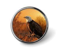 Golden Sunset Bald Eagle Lapel Pin, Metal Round Badge Lightweight, Fashionable Brooch Pins for Clothing, Ideal Gift for Family & Friends