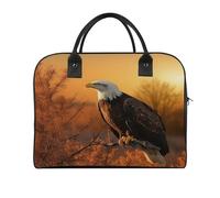 Golden Sunset Bald Eagle Laptop Tote Bag Casual Travel Handbag Multi Pocket Shoulder Bags for Work Travel